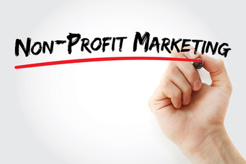Non-profit Marketing text with marker, business concept background