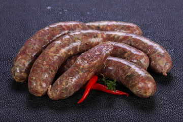 Raw lamb sausages