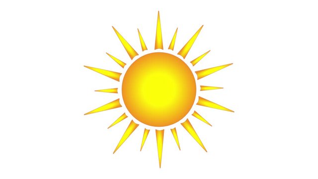 Sun vector graphic icon, simple button animated, pulsing rays