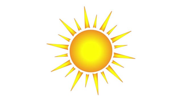 Sun vector graphic icon, simple button animated, rotating rays