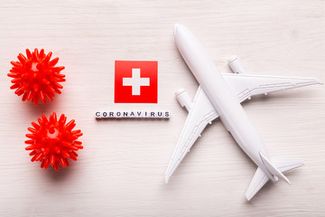 Flight ban and closed borders for tourists and travelers with coronavirus covid-19. Airplane and...