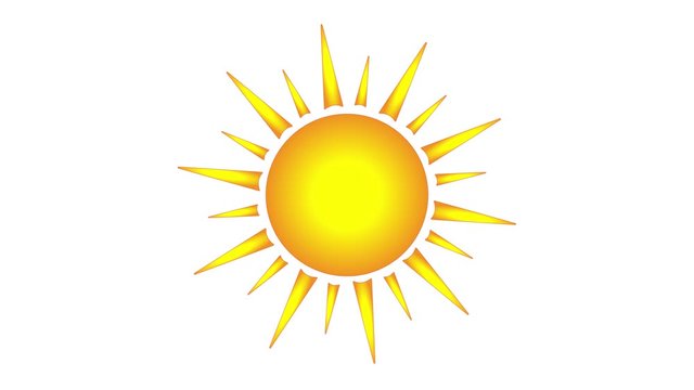 Sun vector graphic icon, simple button animated, pulsing and rotating rays