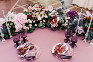 wedding table setting. natural light and soft focus