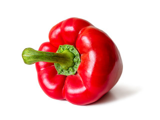 Juicy, bright red bell pepper on a white background