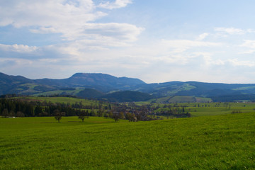 Obraz premium Austria, Alps mountains and landscape, hiking in the mountains, styria.