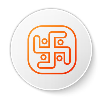 recommend clip art: Orange line Jainism icon isolated on white background. White circle button. Vector Illustration