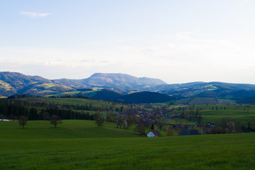 Fototapeta na wymiar Austria, Alps mountains and landscape, hiking in the mountains, styria.