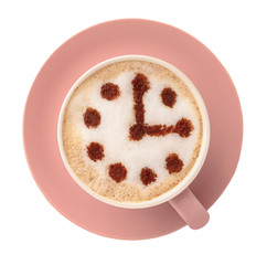 Cup of tasty cappuccino on white background