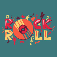 Rock N Roll hand drawn cartoon illustration
