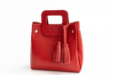 red leather bag