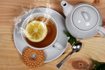 fruit tea and sweet biscuits