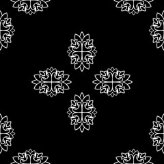Decorative floral monohrome seamless pattern in ornamental style. Vector damask illustration for any design