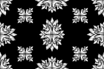 Decorative floral monohrome seamless pattern in ornamental style. Vector damask illustration for any design