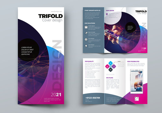 Purple Trifold Brochure Layout with Circles