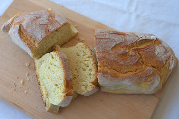 village bread, fresh, hot, baked in a wood oven