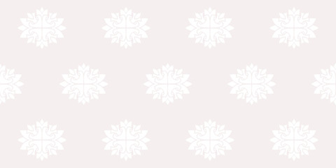 White monohrome floral ornate pattern. Seamless design for fabric, textile, book, interior, wallpaper.