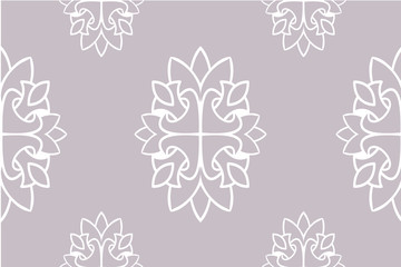 White monohrome floral ornate pattern. Seamless design for fabric, textile, book, interior, wallpaper.