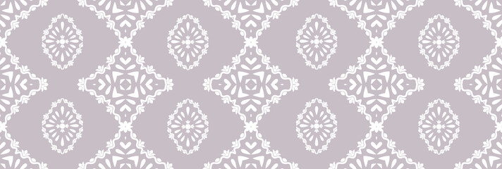 Flower damask ornate seamless pattern. Vector surface design for fabric, apparel textile, book, interior, wallpaper background