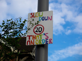 20 mph traffic sign. Drawing.