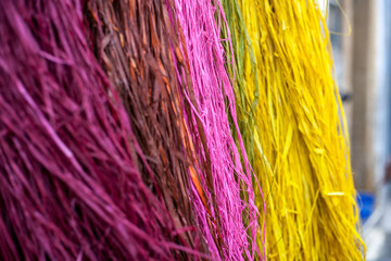 dyed multicolored fibers for weaving