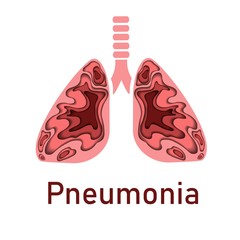 Image of human lungs on a white background. Respiratory organs affected
pneumonia. Stock vector.