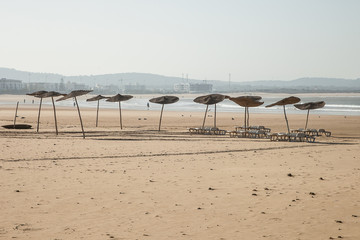 umbrellas on an empty beach