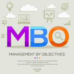 Fototapeta premium MBO mean (management by objectives) ,letters and icons,Vector illustration.