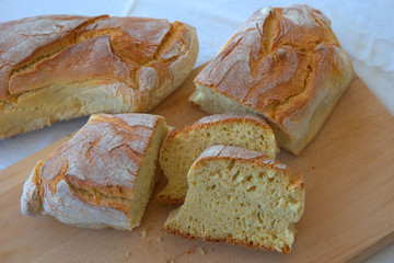 village bread, fresh, hot, baked in a wood oven