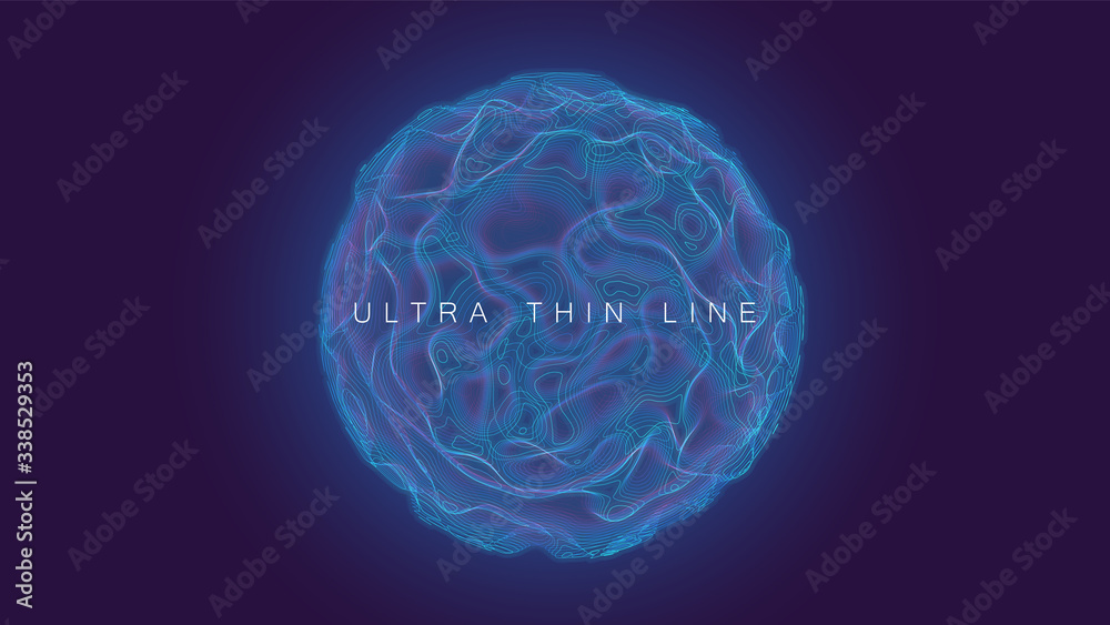 Aufkleber ultra thin line fluid geometry. dynamic vector distorted spheres. digital fractal 3d swirl. futurist