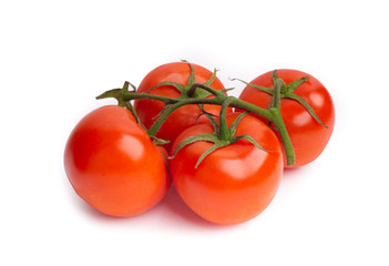 Juicy tomatoes isolated on white background