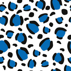 blue leopard fur seamless pattern vector