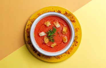 Homemade Tomato Soup on white Background