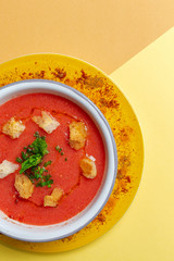 Homemade Tomato Soup on white Background