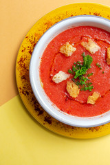 Homemade Tomato Soup on white Background