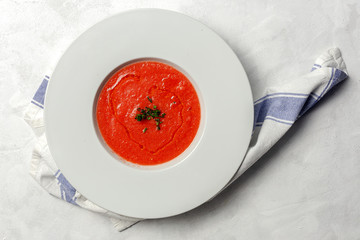 Homemade Tomato Soup on white Background