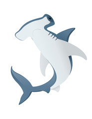 Hammerhead shark underwater giant animal simple cartoon character design flat vector illustration isolated on white background