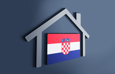 Croatia is my home. 3D illustration that represents a house with the flag of the country inside, suggesting the love for the native country.