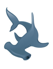 Hammerhead shark underwater giant animal simple cartoon character design flat vector illustration isolated on white background