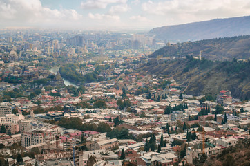 panoramic top view of the center of Tbilisi