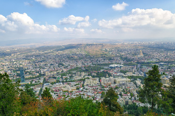 Fototapeta na wymiar panoramic top view of the center of Tbilisi