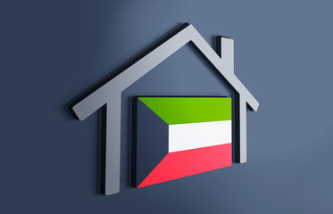 Fototapeta Kwait is my home. 3D illustration that represents a house with the flag of the country inside, suggesting the love for the native country. obraz
