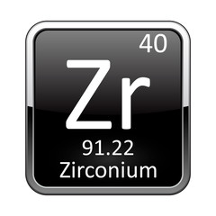 The periodic table element Zirconium. Vector illustration