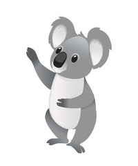 Cute grey koala bear stay on the ground and looking forward cartoon animal design flat vector illustration isolated on white background