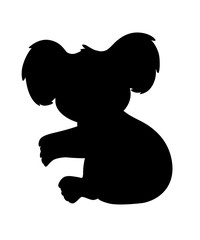 Black silhouette cute koala bear sit on the ground and looking at you cartoon animal design flat vector illustration isolated on white background © Alfmaler