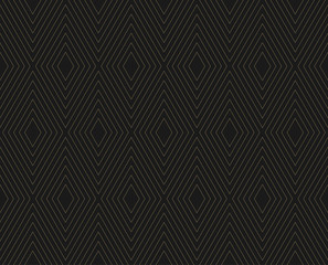 Seamless pattern Dark gold texture. Chevron background. Striped hexagonal mesh. Linear graphic design. - 338534959