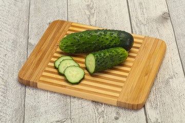 Ripe fresh green two cucumbers