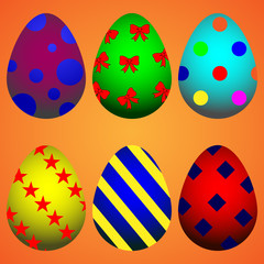 Frosted Easter eggs in different colors with patterns.