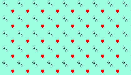 Seamless Hearts pattern with Green Background. Pattern design for print, laser cutting, engraving, wrapping.