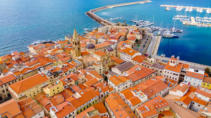 Sardinia Island, Italy. city Alghero. Drone view.
