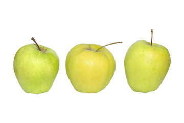 three beautiful apples on a white background isolated for your design or menu